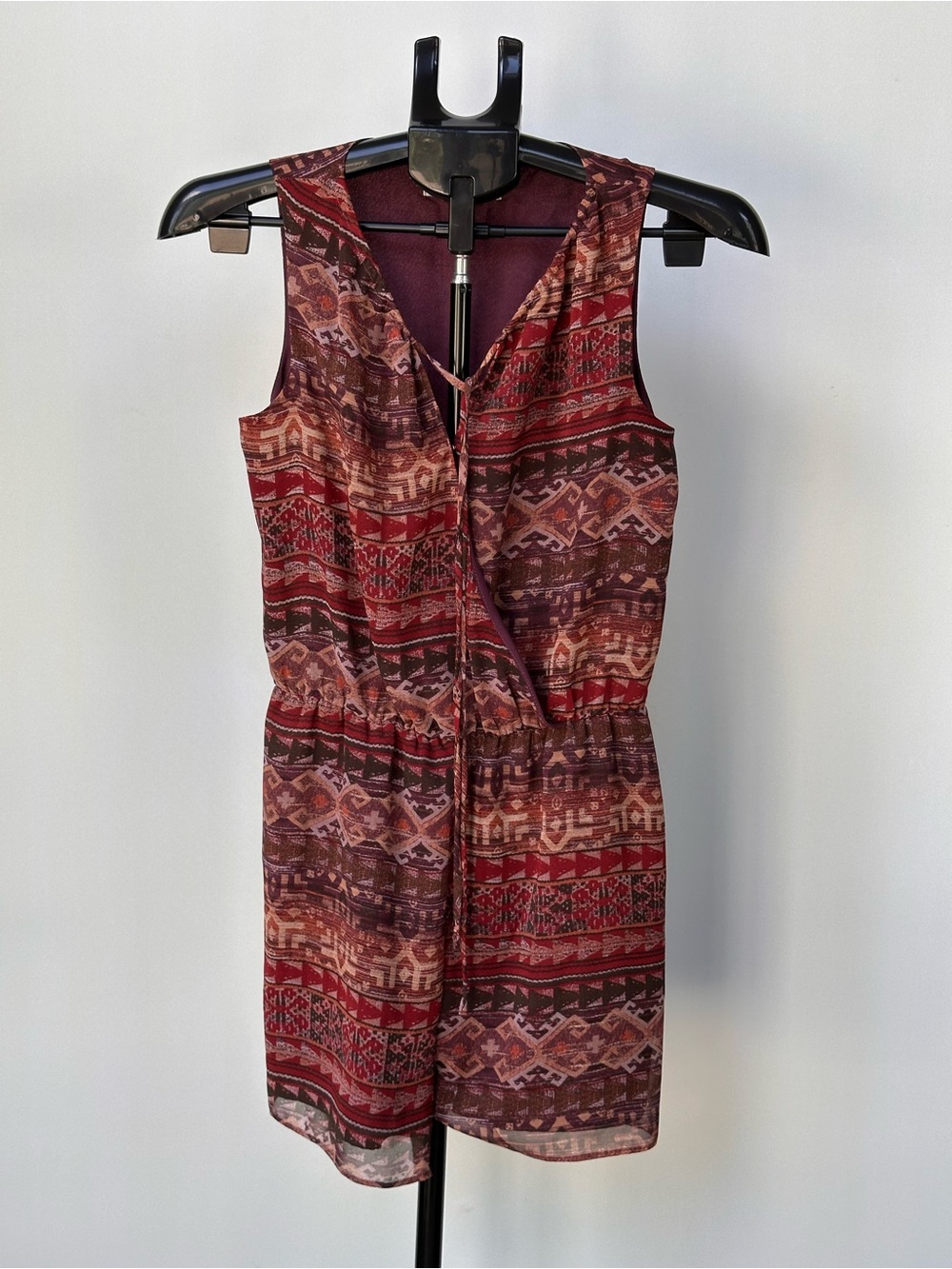 BCBGeneration Bohemian Multicolor Brown Sleeveless Chiffon Romper Women’s XXS